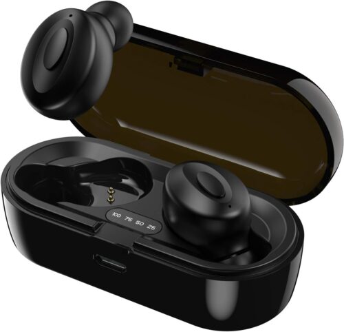 Wireless Earbuds Bluetooth 5.0 Wireless Earphones in-Ear Stereo Sound Microphone Mini Wireless Earbuds with Headphones and Portable Charging Case for iOS Android PC
